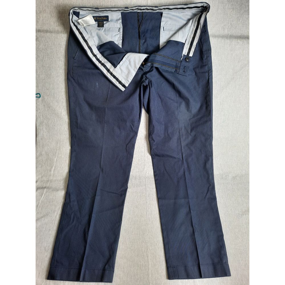 Brooks Brothers‎ Clark Men's W38XL30 Stripes Chino Tapered Pleated Stretch Pants